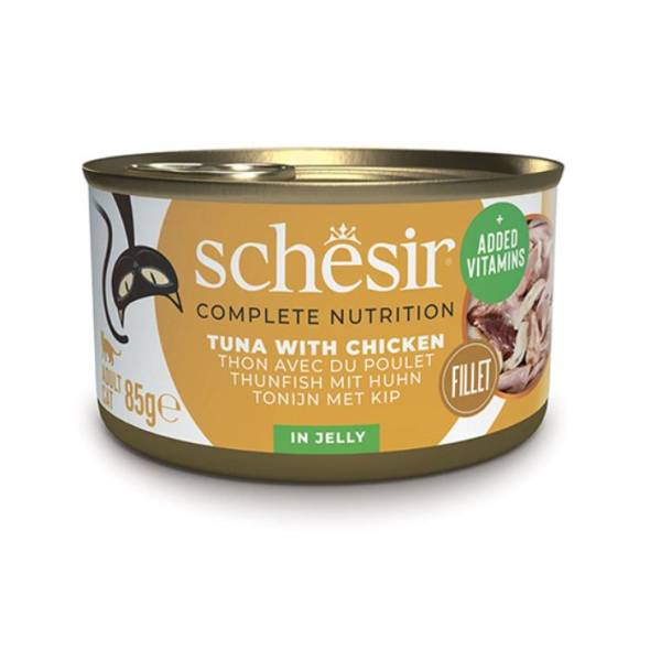 Schesir Tuna with Chicken Вологий корм для котів тунець з курячим філе в желе, 85 г