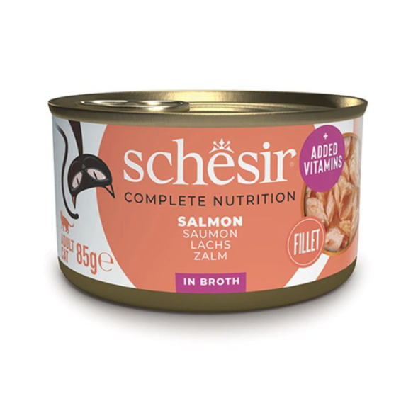 Schesir Salmon Вологий корм для котів лосось в бульйоні, 85 г