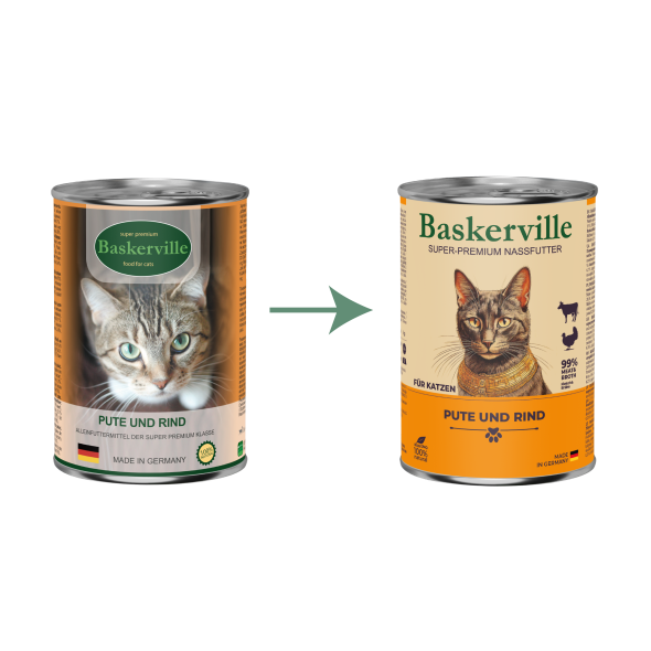 Baskerville Pute und Rind Вологий корм для котів індичка з яловичиною, 400 г - 1