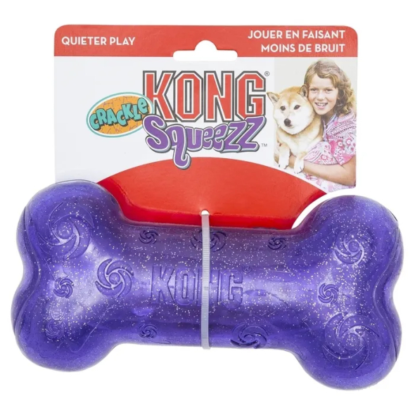 Kong Crackle Bone іграшка для собак, хрустка кісточка, фіолетова, розмір М