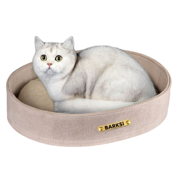 Barksi Лежак для котов и собак овальный бежевый, XS - 1
