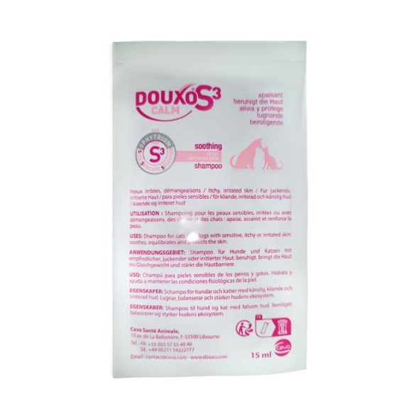 Ceva Douxo S3 Calm Shampoo (Дуксо калм) Шампунь для чувствительной кожи собак и кошек, 15 мл