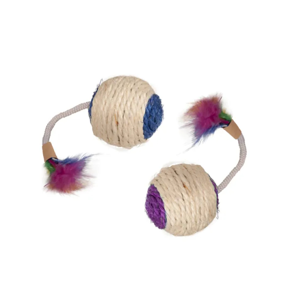 Flamingo Bouly Sisal Ball Feather Игрушка для кошек сизаловый мячик с перьями, 6 см