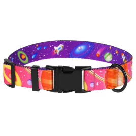 Barksi Urban Cosmos Ошейник для собак нейлоновый с металлической пряжкой розовый, размер M
