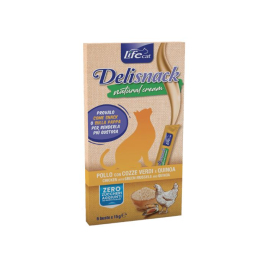 LifeCat Deli Snack Cream Кремовое лакомство с курицей, мидиями и киноа для кошек 90 г