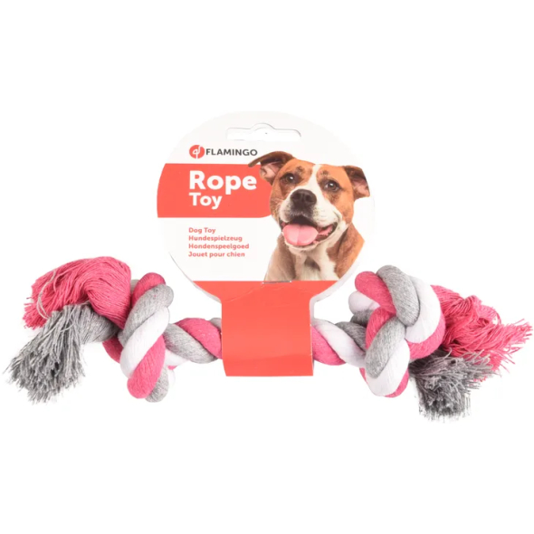 Flamingo COTTON BONE 2KNOTS кістка мотузяна, 2 вузли, іграшка для собак 22см, розмір S - 1