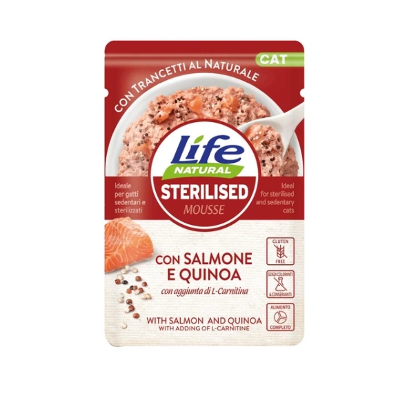 LifeCat Sterilised Mousse Вологий корм для котів Лосось з кіноа 70 г