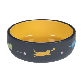 Flamingo Rani Round Керамическая миска для кошек желто-серая, 380 мл