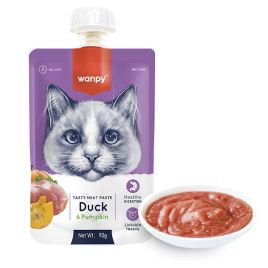 Wanpy крем-пюре качка з гарбузом рідкий корм для котів, 90 г