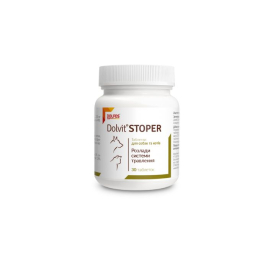 Dolfos Dolvit Stoper (Долвит Стопер) Комплекс веществ для лечения расстройств пишеварительной системы (и острой диареи) у собак и кошек 30 таблеток
