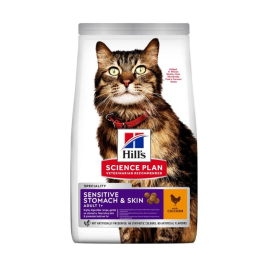Hill's Science Plan Adult Sensitive Stomach&amp;Skin Сухой корм для кошек с чувствительным пищеварением и кожей с курицей 1,5 кг