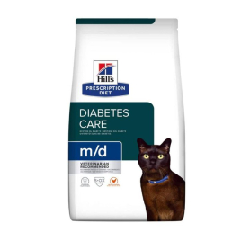 Hill's Prescription Diet m/d Diabetes Care Сухой лечебный корм с курицей для кошек, регулирующий поступление глюкозы при сахарном диабете и при ожирении 1,5 кг