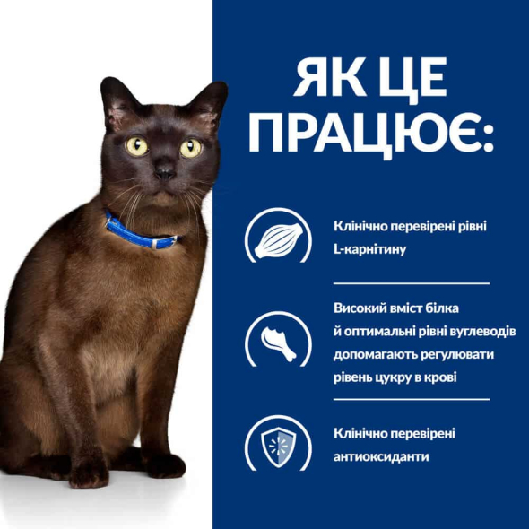 Hill's Prescription Diet m/d Diabetes Care Сухой лечебный корм с курицей для кошек, регулирующий поступление глюкозы при сахарном диабете и при ожирении 1,5 кг - 3