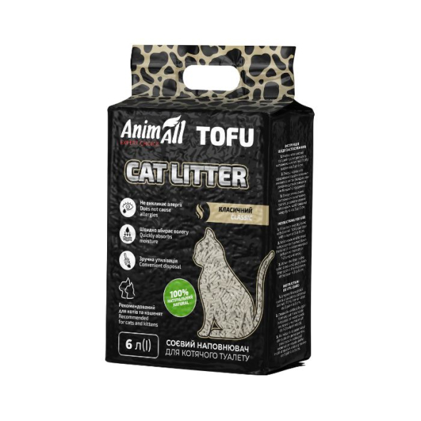 AnimAll Tofu Classic Наполнитель соевый, без аромата 6 л - 2