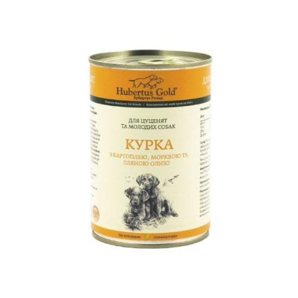 Hubertus Gold Вологий корм для цуценят курка з картоплею, морквою і лляною олією, 400 г