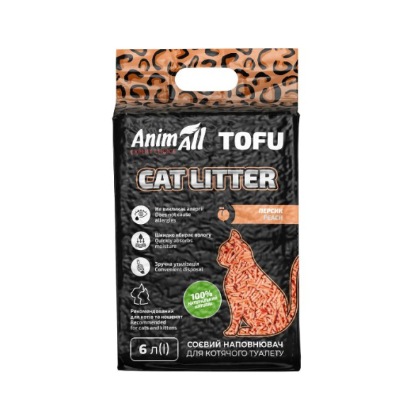 AnimAll Tofu Наполнитель соевый, с ароматом персика 6л - 1