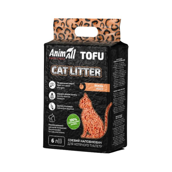AnimAll Tofu Наполнитель соевый, с ароматом персика 6л - 2