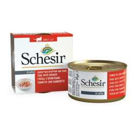 Schesir Tuna with Shrimps Влажный корм для кошек тунец с креветками в желе, 85 г