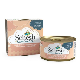 Schesir Kitten Care Chicken with Aloe Влажный корм для котят курица с алоэ в желе, 85 г