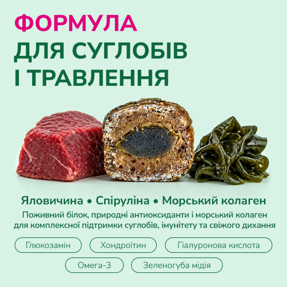 LK Baits Pet Nutrigel Beef S-M Функціональні ласощі для собак для суглобів з яловичиною і спіруліною (Ø 15 мм), 150 г - 3