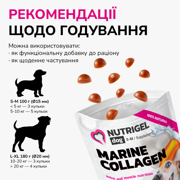 LK Baits Pet Nutrigel Marine Collagen S-M Функціональні ласощі для собак для суглобів з морським колагеном (Ø 15 мм), 100 г - 4