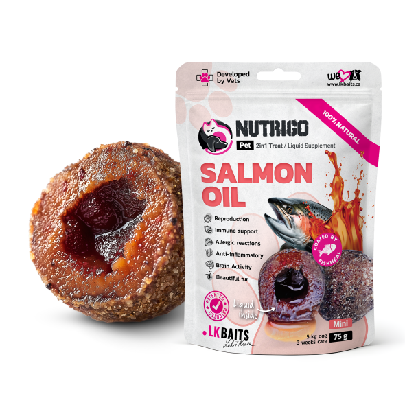 LK Baits Pet Nutrigo Salmon Oil Mini Функциональное лакомство для собак мелких пород с маслом лосося (Ø 15 мм), 75 г