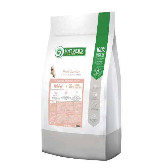 Nature's Protection Mini Junior Small Breeds Сухий корм для цуценят малих порід з м'ясом птиці, 18 кг (ПОШКОДЖЕНА УПАКОВКА)