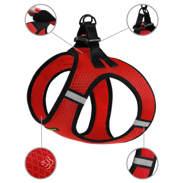 Barksi Mesh Vest Шлея для собак з 3D сіткою червона, розмір XS - 2