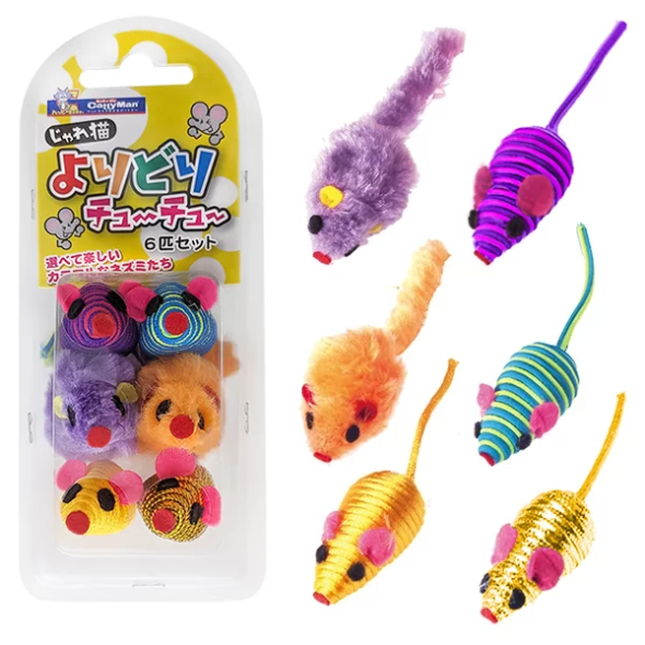 CattyMan ЦВЕТНЫЕ МЫШКИ (Color Mouse Toy) игрушка для кошек, 6 шт.