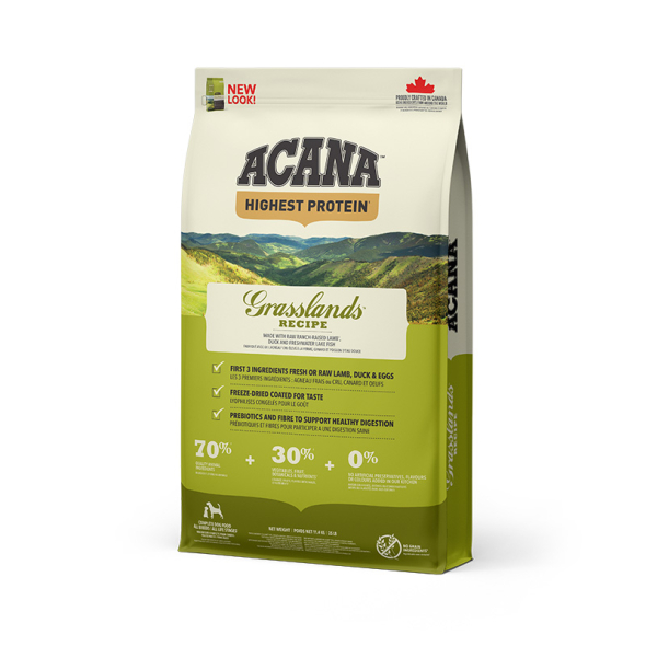 Acana Highest Protein Grasslands Recipe Сухий корм для собак всіх порід та всіх стадій життя, 11,4 кг