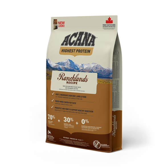 Acana Highest Protein Ranchlands Recipe Сухой корм для собак всех пород и всех стадий жизни, 6 кг