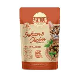 ARATON Adult with Salmon and Chicken Влажный корм для взрослых кошек с лососем и курицей, 85 г