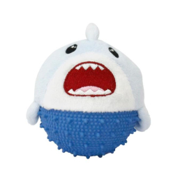 MISOKO Игрушка для собак круглая акула, плюш, синяя, 7,5 см