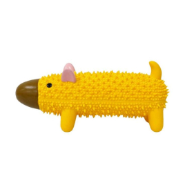 MISOKO Игрушка для собак собака с шипами, латекс, желтая, 20 см