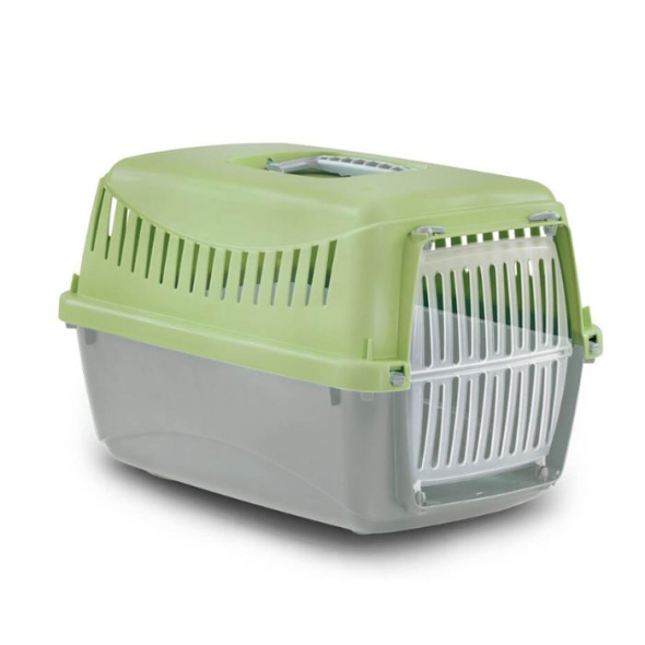 MP Bergamo Gipsy S Plastic Door Переноска для кошек и небольших собак зеленая, 46 x 31 x 32 см