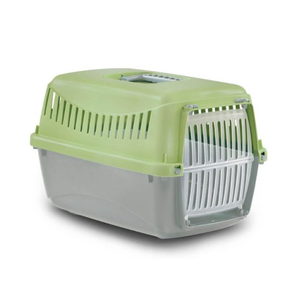 MP Bergamo Gipsy L Plastic Door Переноска для кошек и собак зеленая, 58 х 38 х 38 см
