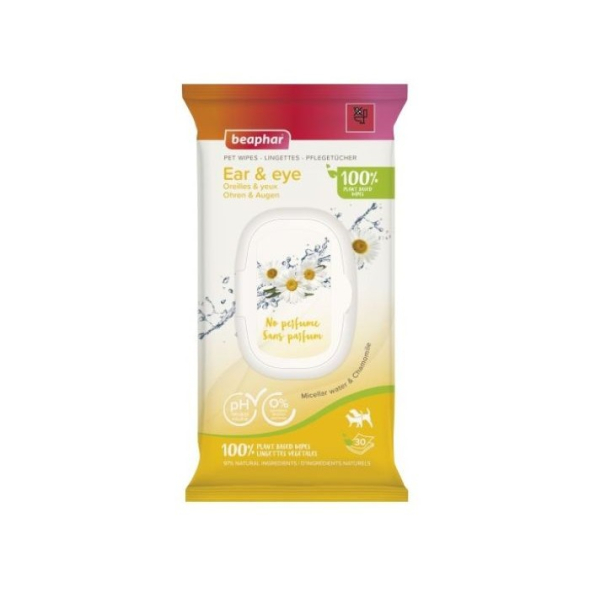 Beaphar Pet Wipes Ear &amp; Eye Влажные салфетки для очистки ушей и глаз у собак и кошек, 30 шт