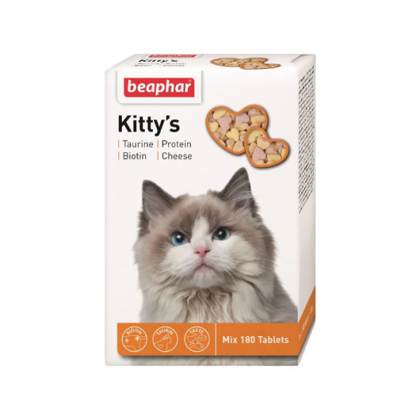Beaphar Kitty's Mix Витаминизированные лакомства с таурином, биотином и протеином для кошек, 180 шт