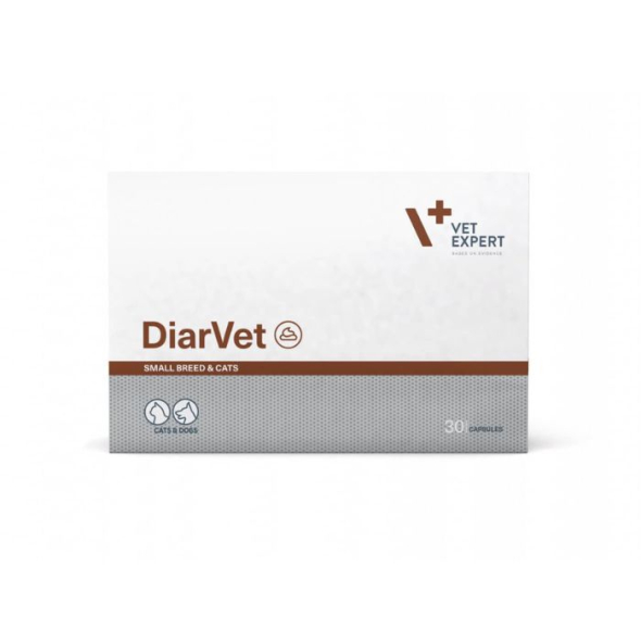 Vet Expert DiarVet (Диарвет) Средство для кошек и собак малых пород против диареи, 30 капсул