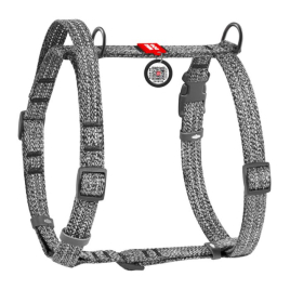 WAUDOG Шлея для собак Re-cotton с QR паспортом, восстановленный хлопок, пластиковая пряжка, M, серый