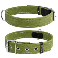 Collar Ошейник для собак хлопковая тесьма брезент двойной, L, ширина 35 мм, длина 51-63 см, зеленый