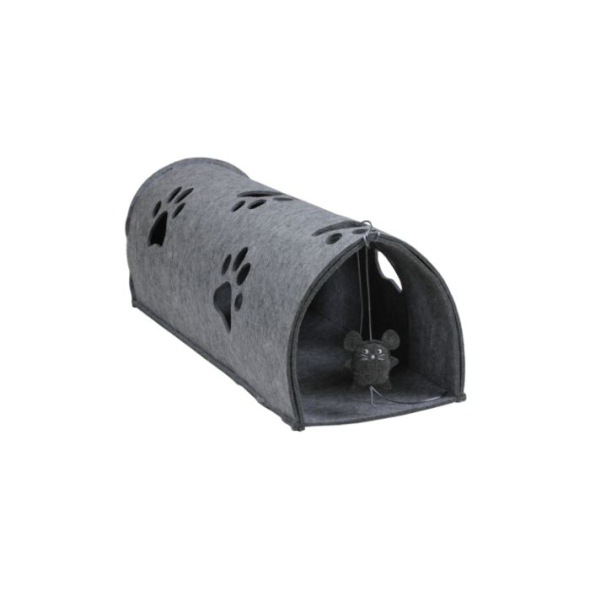 Red Point Kitty Tunnel Домик-тоннель с мышкой для кошек серый, 85 х 28 х 28 см