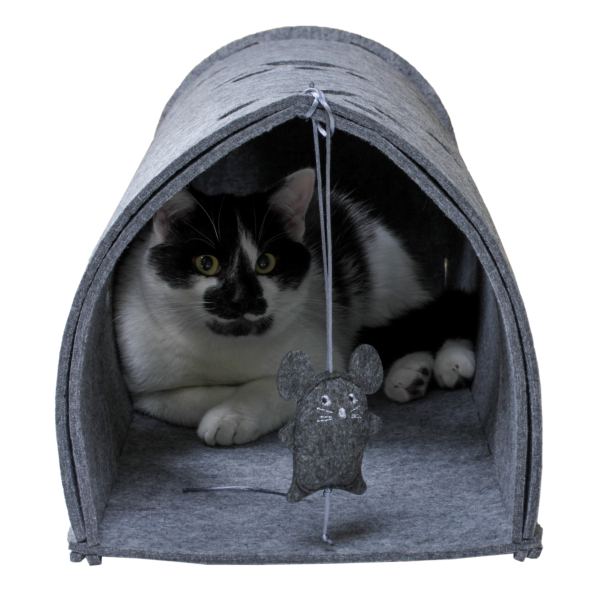 Red Point Kitty Tunnel Домик-тоннель с мышкой для кошек серый, 85 х 28 х 28 см - 1