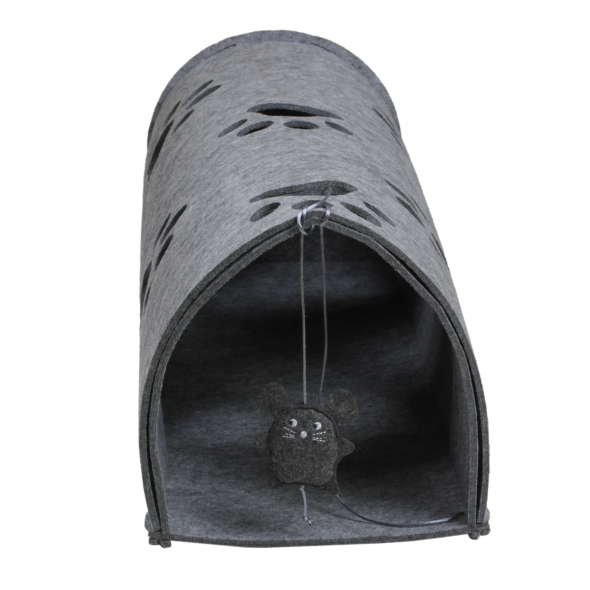 Red Point Kitty Tunnel Домик-тоннель с мышкой для кошек серый, 85 х 28 х 28 см - 3
