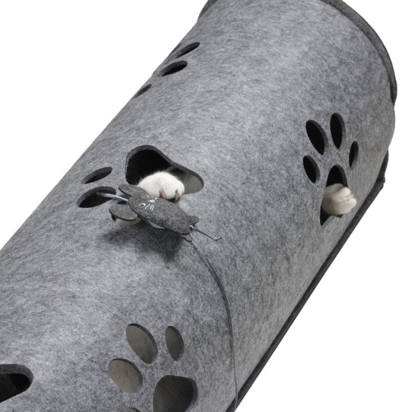 Red Point Kitty Tunnel Домик-тоннель с мышкой для кошек серый, 85 х 28 х 28 см - 5