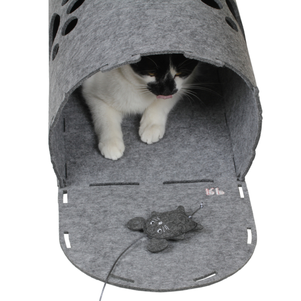 Red Point Kitty Tunnel Домик-тоннель с мышкой для кошек серый, 85 х 28 х 28 см - 6