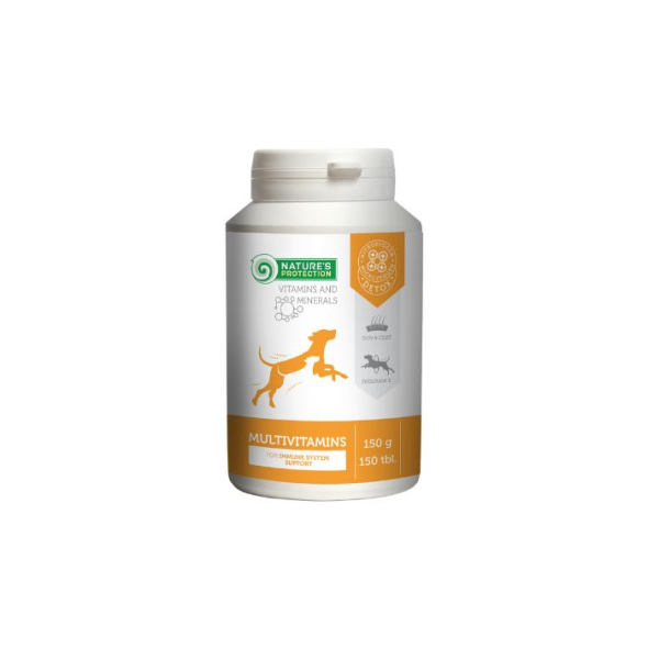 Nature's Protection Multivitamins Мультивитаминная пищевая добавка для поддержания иммунитета собак, 150 таблеток
