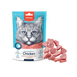 Wanpy Chicken Jerky &amp; Codfish Hearts Сердечка с курицей и треской для кошек, 80 г