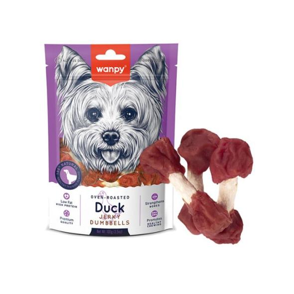 Wanpy Duck Jerky Dumbbells Кістка-гантель з в’яленою качкою для собак, 100 г