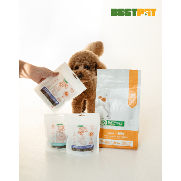 Nature's Protection Superior Care Red Coat Hypoallergenic &amp; Intestinal Care Беззерновые лакомства для взрослых собак с рыжим окрасом с лососем, 150 г - 4